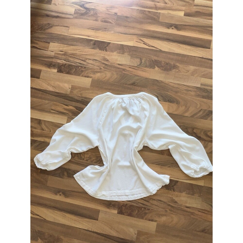 Ladies' White Cotton Peasant Blouse OLD NAVY Size L See Through minimalist - Picture 4 of 12
